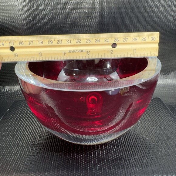 Vintage Murano Art Glass Dish Bowl Venetian Glass Thick Heavy Artist Signed VTG - Picture 3 of 12